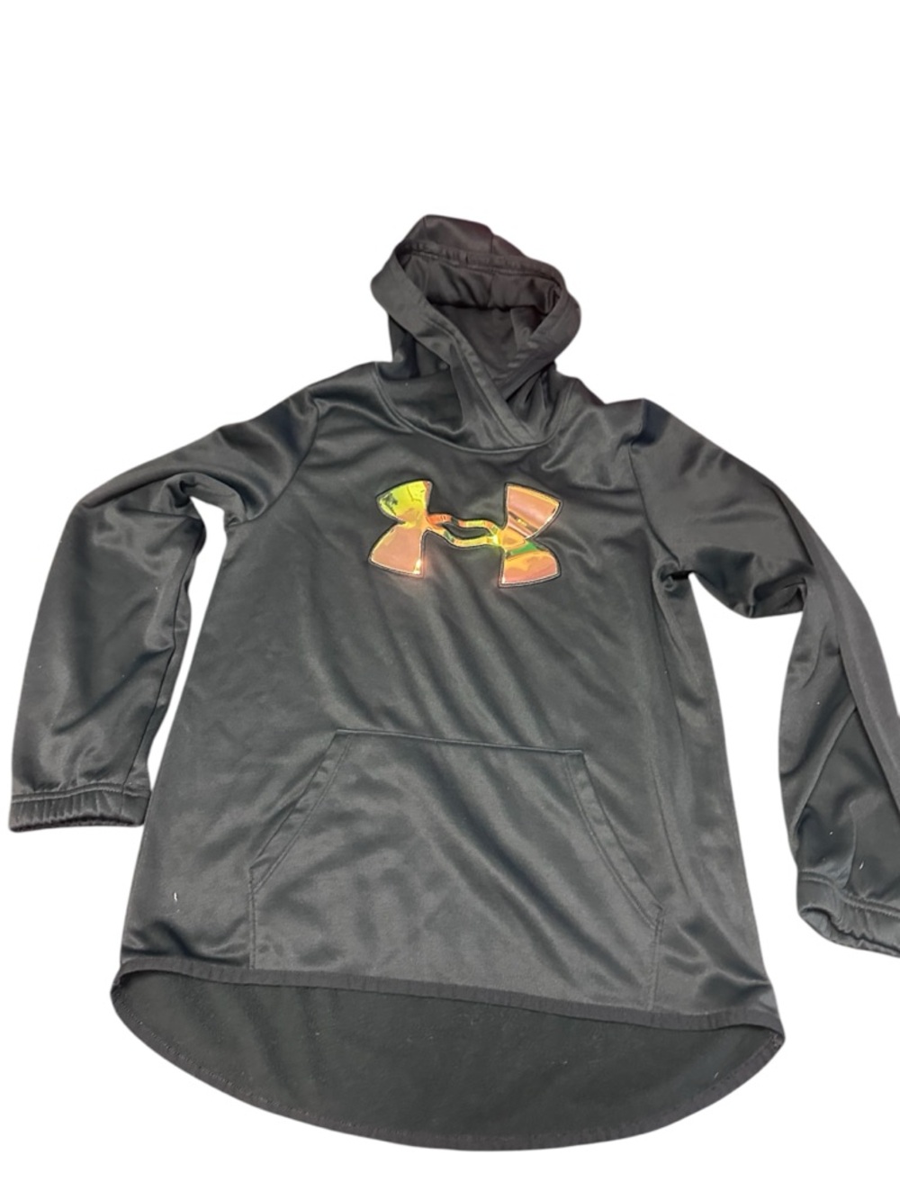Under Armour Black Hoodie with Iridescent Orange-Green Logo